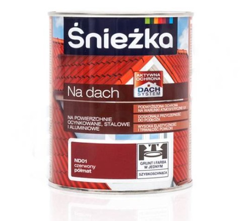 ŚNIEŻKA FARBA NA DACH CZERWONY PÓŁMAT ND01 0,75