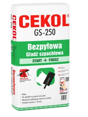 CEKOL GŁADŹ SZPACHLOWA BEZPYŁOWA 2W1 GS-250 20KG