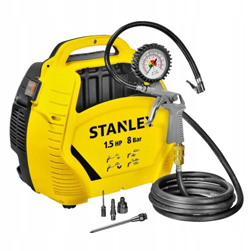 STANLEY KOMPRESOR BEZOLEJOWY SPRĘŻARKA + PISTOLET