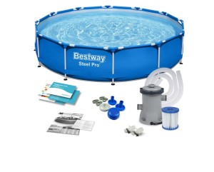 BESTWAY BASEN OGRODOWY STELAŻOWY STEEL 3,66 X76cm + POMPA