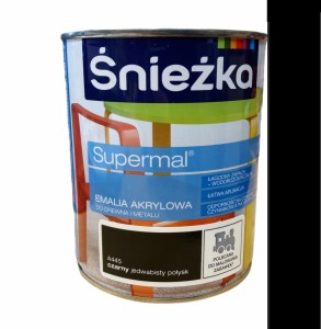 ŚNIEŻKA EMALIA AKRYLOWA SUPERMAL CZARNA POŁYSK 0,8L