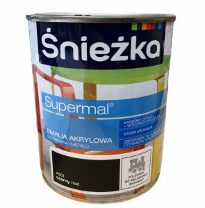ŚNIEŻKA EMALIA AKRYLOWA SUPERMAL CZARNA MATOWA 0,8L