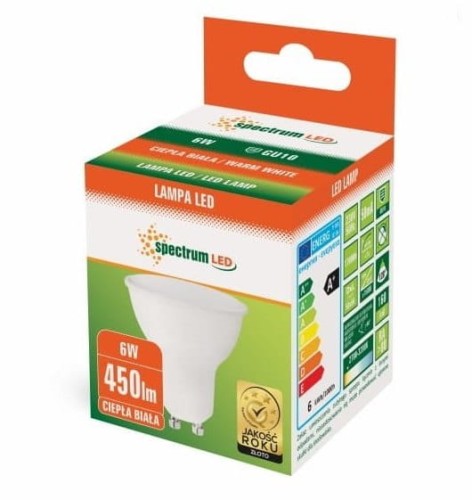 SPECTRUM HALOGEN LED GU10 6W 450LM MLECZNA