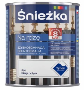 ŚNIEŻKA GRUNTOEMALIA NA RDZĘ BIAŁY POŁYSK 0,65L