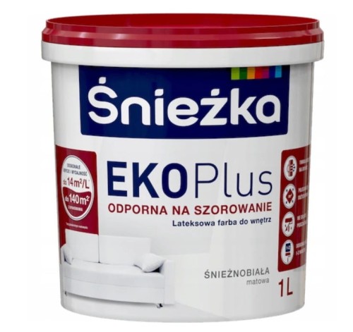 ŚNIEŻKA EKO PLUS FARBA LATEKSOWA BIAŁA 1L