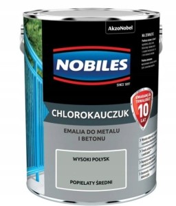 NOBILES EMALIA CHLOROKAUCZUK SZARY POPIELATY ŚREDNI 5L BETON METAL