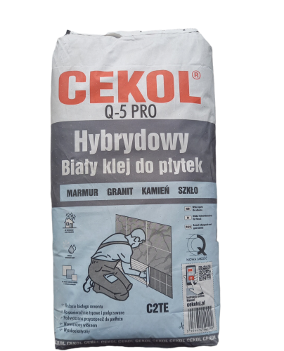 CEKOL KLEJ DO PŁYTEK HYBRYDOWY BIAŁY Q5 PRO 20KG
