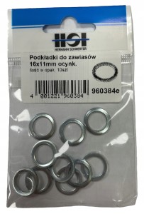 HSI PODKŁADKI DO ZAWIASÓW 16X11MM OCYNK PODKŁADKA