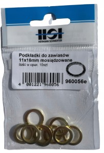 HSI PODKŁADKI DO ZAWIASÓW 11X16MM MOSIĄDZOWANE