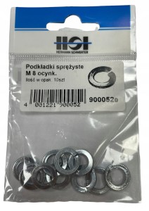 HSI PODKŁADKI SPRĘŻYNUJĄCE 8MM OCYNK PODKŁADKA