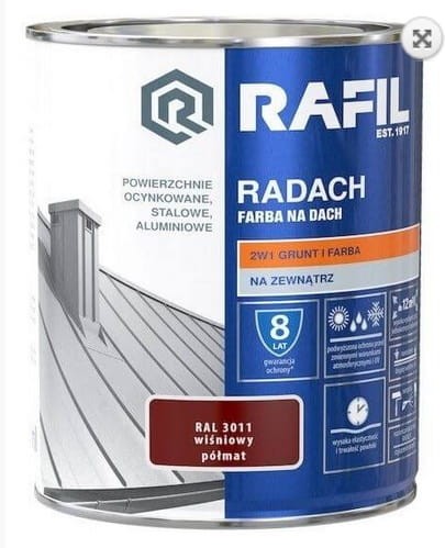 ŚNIEŻKA RAFIL FARBA NA DACH WIŚNIA PÓŁMAT RAL 3011 0,75