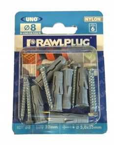 RAWLPLUG KOŁEK SZEŚCIOKĄTNY 8X32MM 6SZT Z WKRĘTAMI