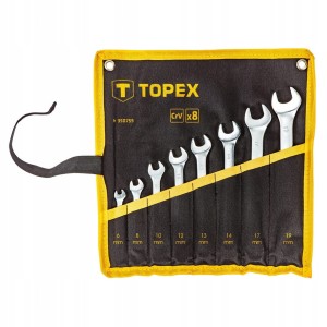 TOPEX KLUCZE PŁASKO-OCZKOWE 6-19MM 8 SZT PŁACHTA