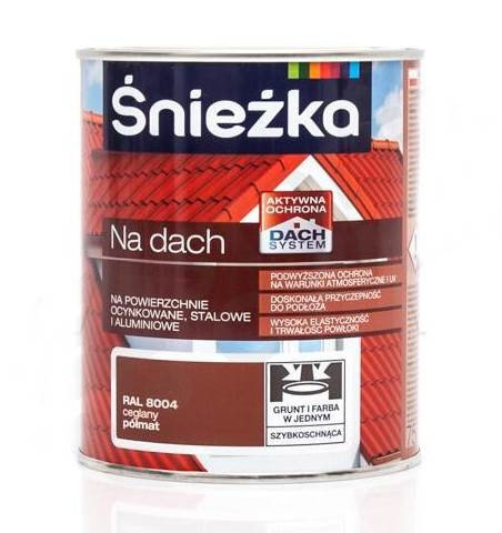 ŚNIEŻKA FARBA NA DACH CEGLANY PÓŁMAT RAL8004 0,75L