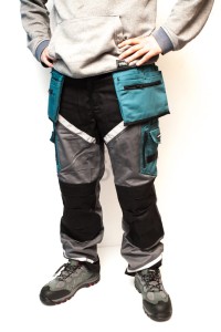 LAHTI PRO SPODNIE SZARO-CZARNO - TURKUSOWY Z PASAMI ODBLASKOWYMI L40516 ROZMIAR: 3XL