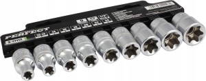 STALCO PERFECT ZESTAW NASADEK 1/2” 9 ELEMENTÓW TORX WEWNĘTRZNYCH E10-24