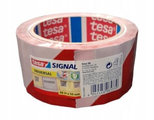 TESA TAŚMA OSTRZEGAWCZA BIAŁO CZERWONA 66m x 50mm