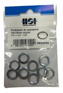 HSI PODKŁADKI DO ZAWIASÓW 10X15MM OCYNK PODKŁADKA