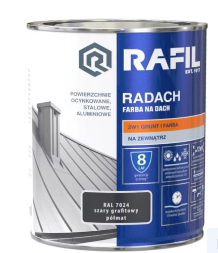 RAFIL RADACH ŚNIEŻKA NA DACH KOLOR SZARY GRAFIT 7024 0,75L PÓŁMAT