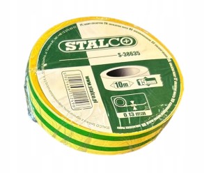 TAŚMA IZOLACYJNA 15 MM X 10 M ŻÓŁTO-ZIELONA STALCO