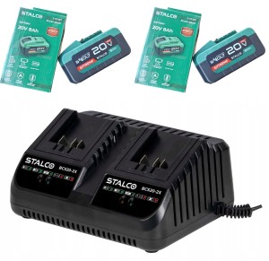 STALCO ŁADOWARKA AKUMULATORÓW BATERII 2 AKUMULATOR 20 V 8 Ah S-VOLT BATERIA