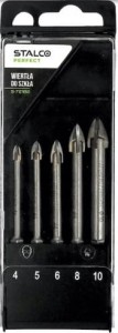 ZESTAW WIERTEŁ DO SZKŁA GLAZURY PŁYTEK 4 , 5 , 6, 8 10MM 5SZT STALCO