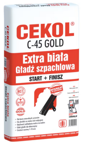 CEKOL C-45 BIAŁA GIPSOWA GŁADŹ SZPACHLOWA GOLD - 20KG 