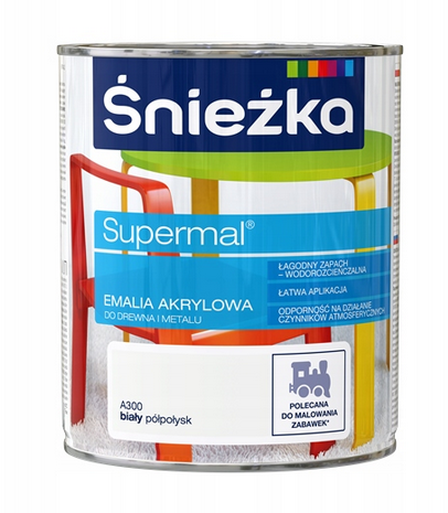 ŚNIEŻKA EMALIA AKRYLOWA SUPERMAL BIAŁA PÓŁPOŁYSK 0,8L