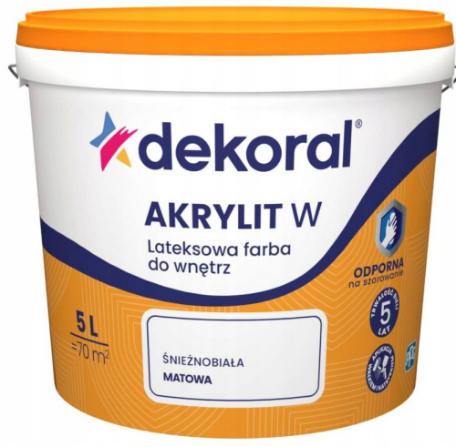 DEKORAL AKRYLIT W FARBA LATEKSOWA BIAŁA 5L