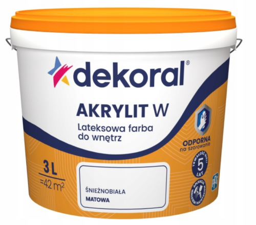 DEKORAL AKRYLIT W FARBA LATEKSOWA BIAŁA 3L