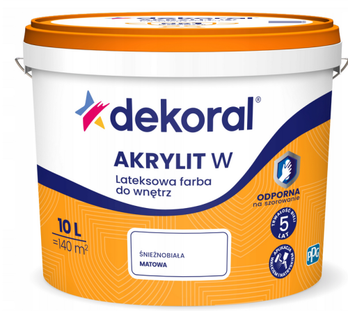 DEKORAL AKRYLIT W FARBA LATEKSOWA BIAŁA 10L